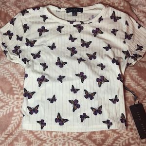 White butterfly top new never worn